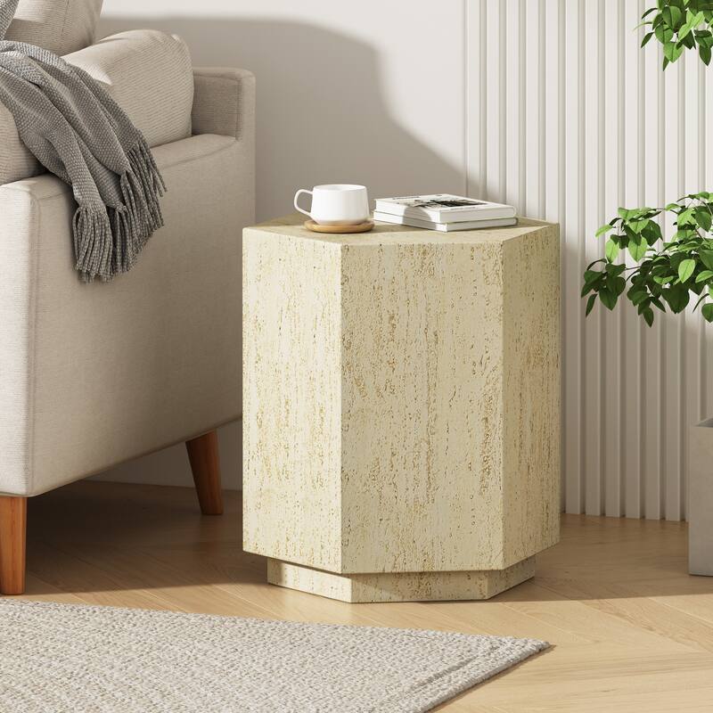 16.25" Modern Hexagon Side Table with Good Weather and Water Resistance