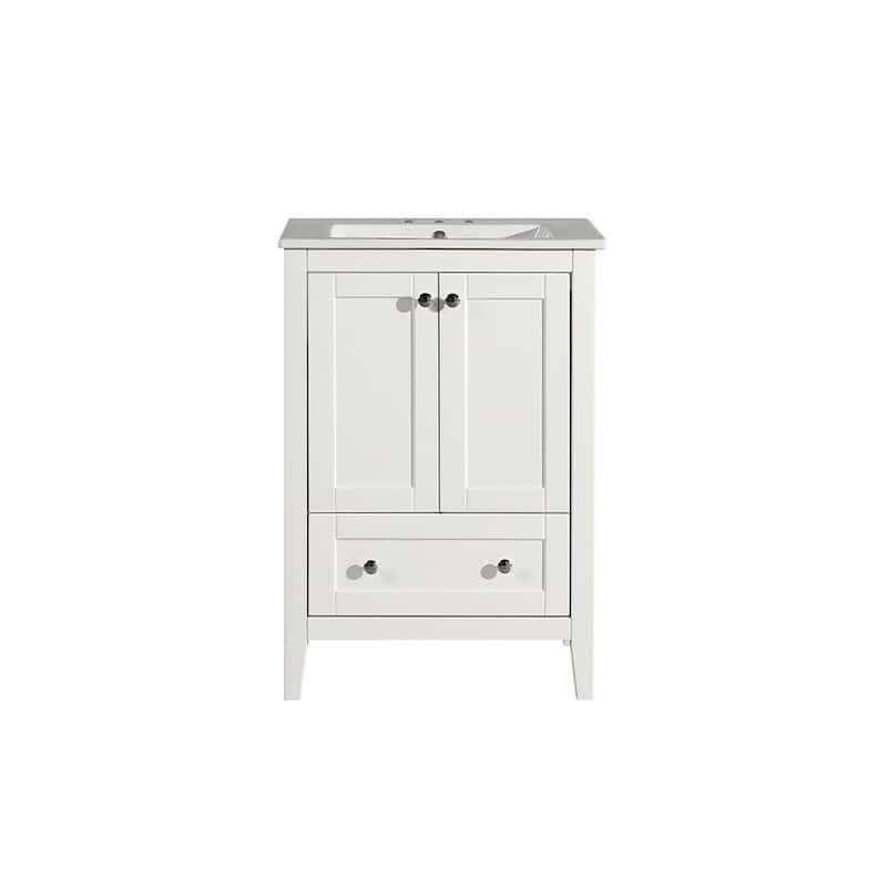 Swiss Madison SM-BV412-3 Cannes 24" Free Standing Single Basin Vanity - White / White - Painted