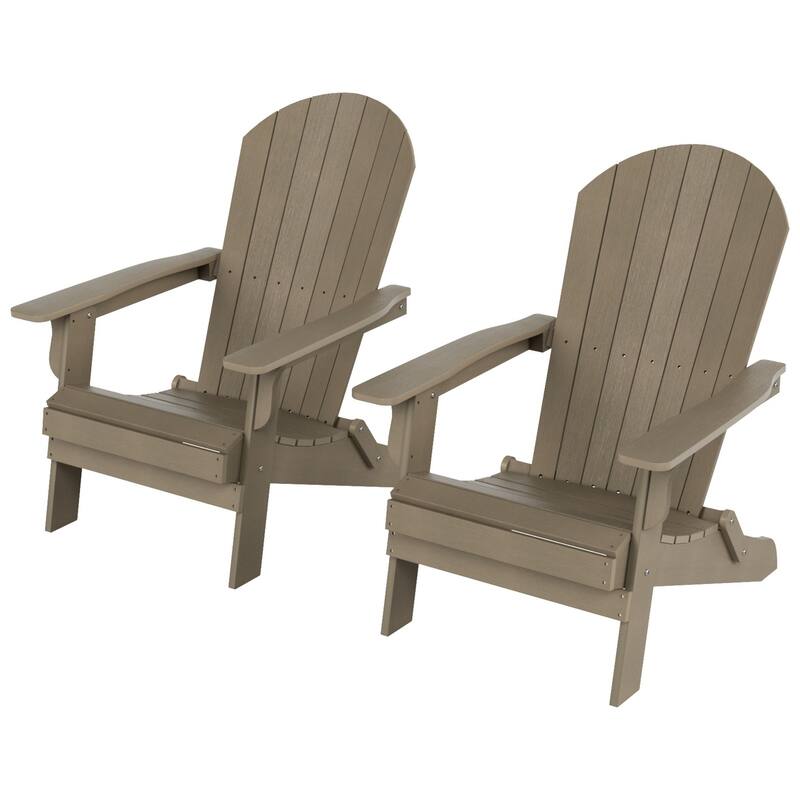 Vineyard HIPS Outdoor Folding Eco-Friendly All Weather Seashell Adirondack Chair (Set of 2)