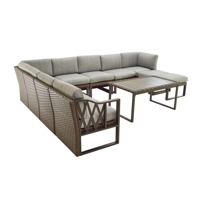 Patio Festival Five-Wicker Outdoor 10-Piece Conversation Set