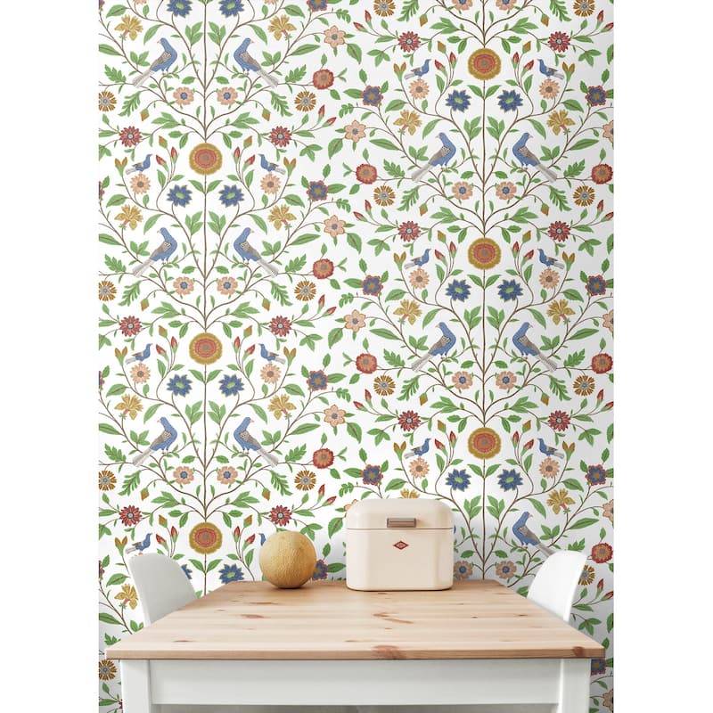 NextWall Bird Toile Peel and Stick Wallpaper