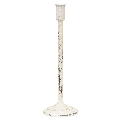 Distressed White Candle Holder 14.5"