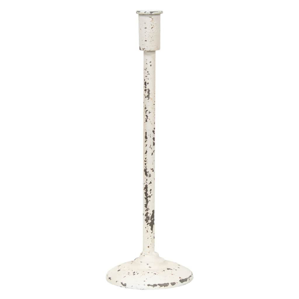 Distressed White Candle Holder 14.5"
