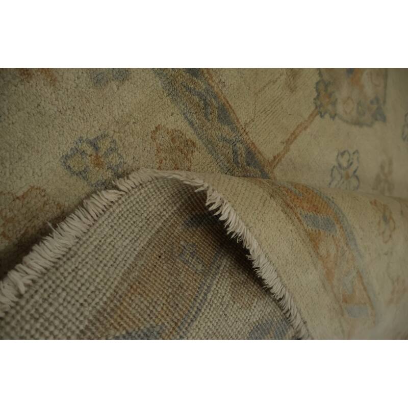 Hand Knotted Oriental 100% Wool Carpet Transitional Floral Beige & Ivories Oushak Area Rug - 12' 0'' X 8' 10''