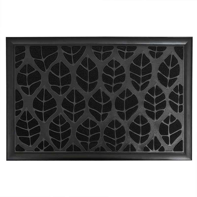 Decorative Leaf Pattern Door Mat 24x16 Inch Non-Slip Mat - 24 L X 16 W x 1/4 H