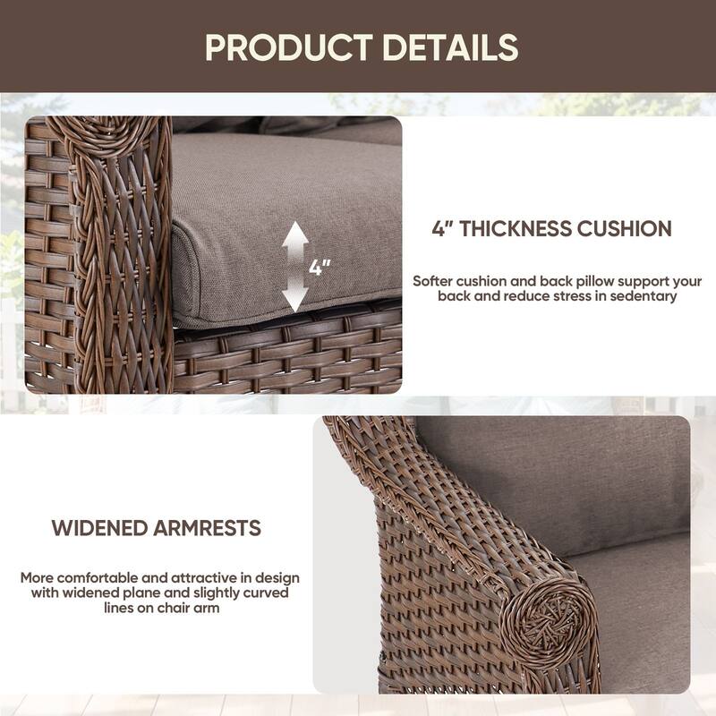 Gymojoy Outdoor Wicker Swivel Glider Chairs with Cushions