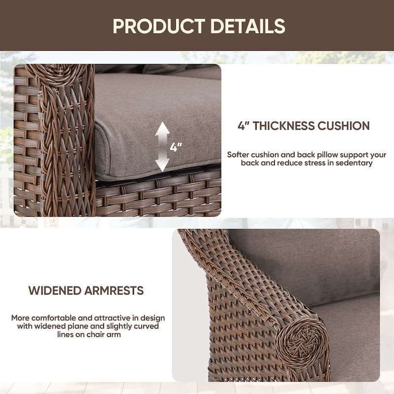 Gymojoy Premium Outdoor Wicker Loveseat Sofa with Cushions