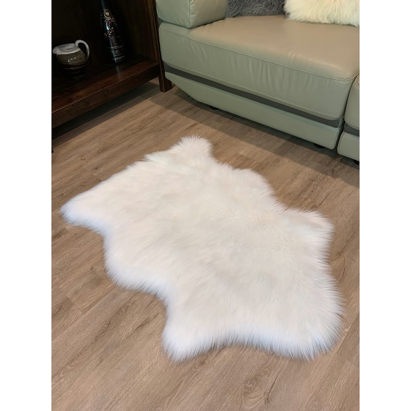Ovella Home Premium Luxurious Faux Sheepskin Single Pelt Plush Shag Accent Rug - 2' x 3' - 2' x 3'