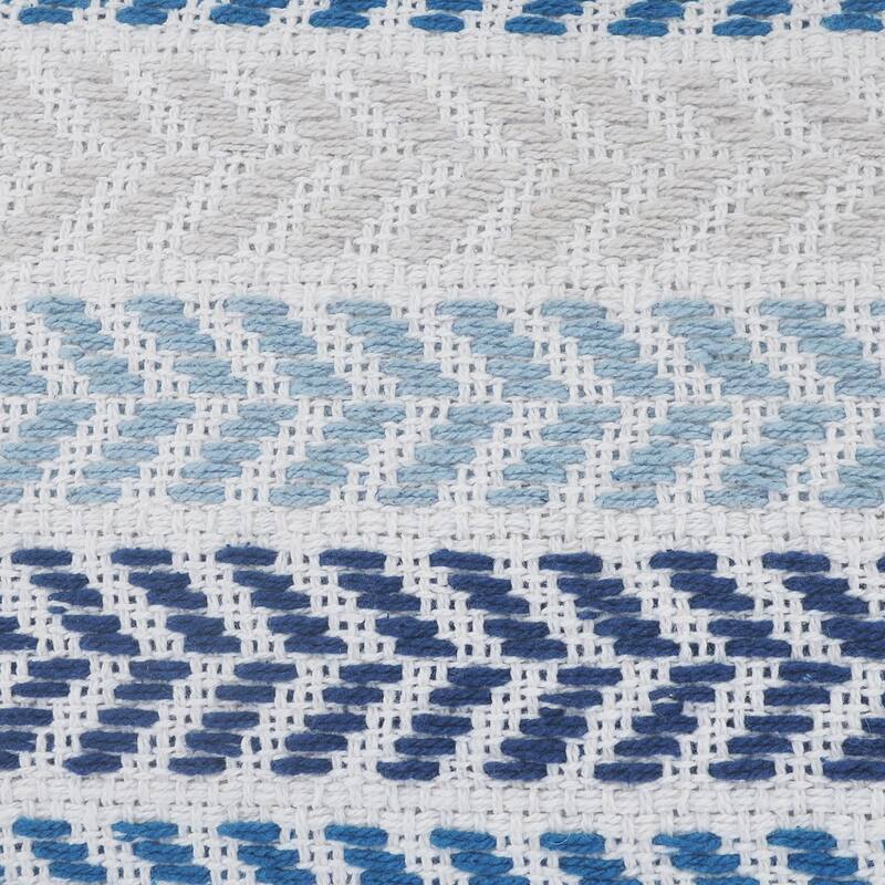Handwoven Striped Chevron Square Throw Pillow Cover - 18" - Blue and Beige