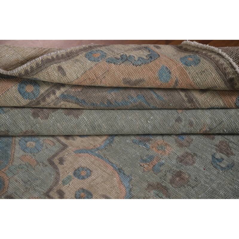 Hand Knotted Oriental 100% Wool Carpet Traditional Medallion Greys & Charcoal Tabriz Area Rug - 9' 6'' X 6' 2''