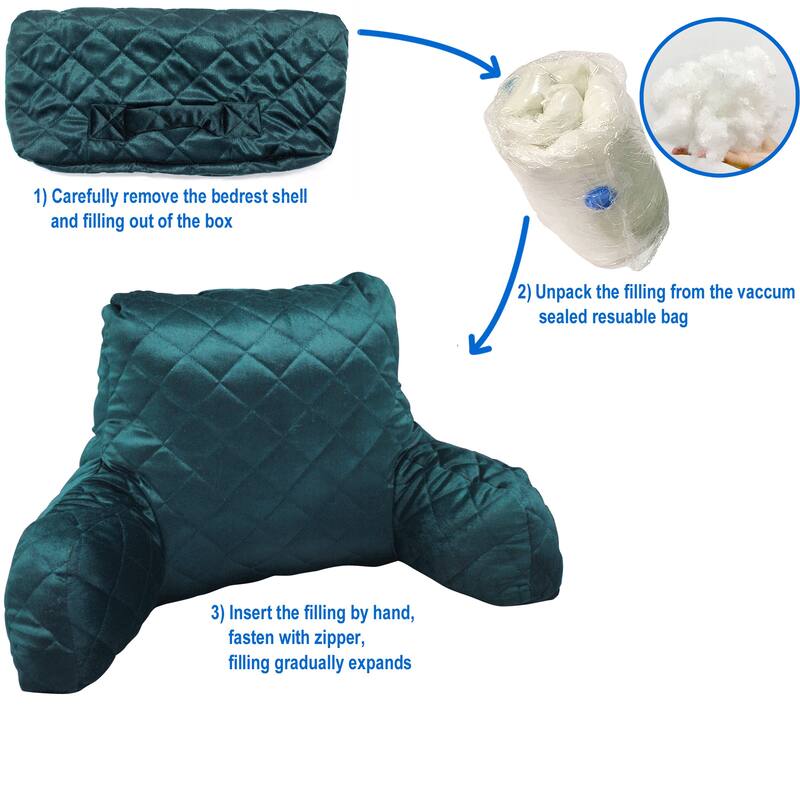 Velvet Do-It-Yourself Bedrest Reading Pillow Cover and Filling