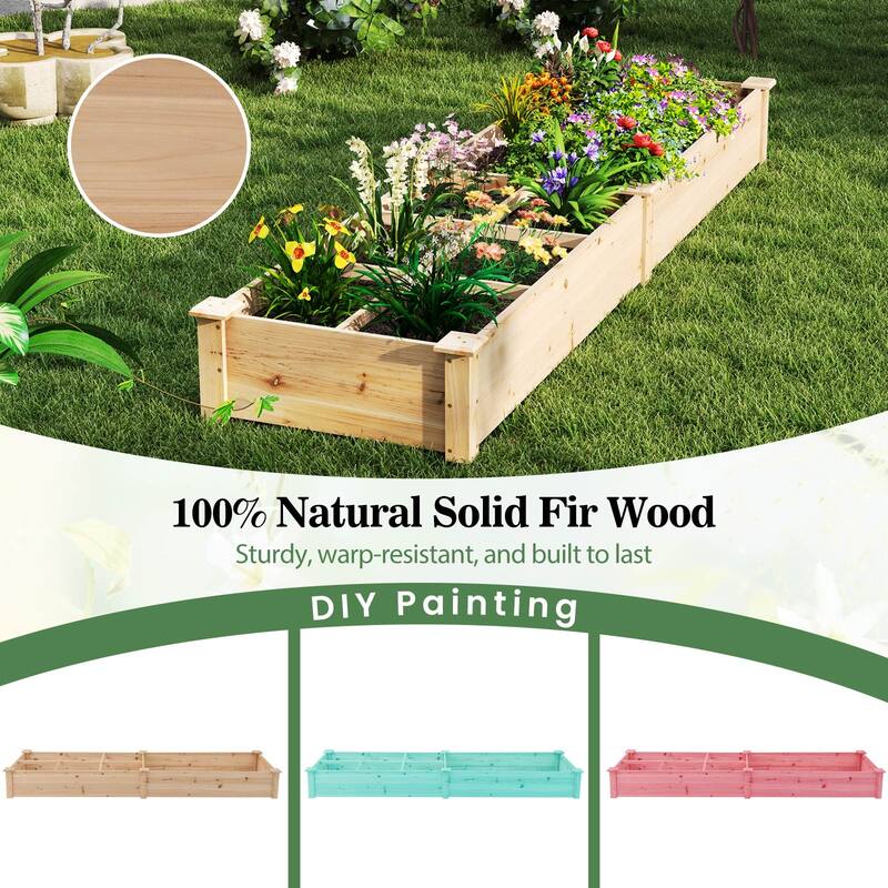 Gymax Raised Garden Bed Wooden Elevated Planter w/2 Planter Boxes 7