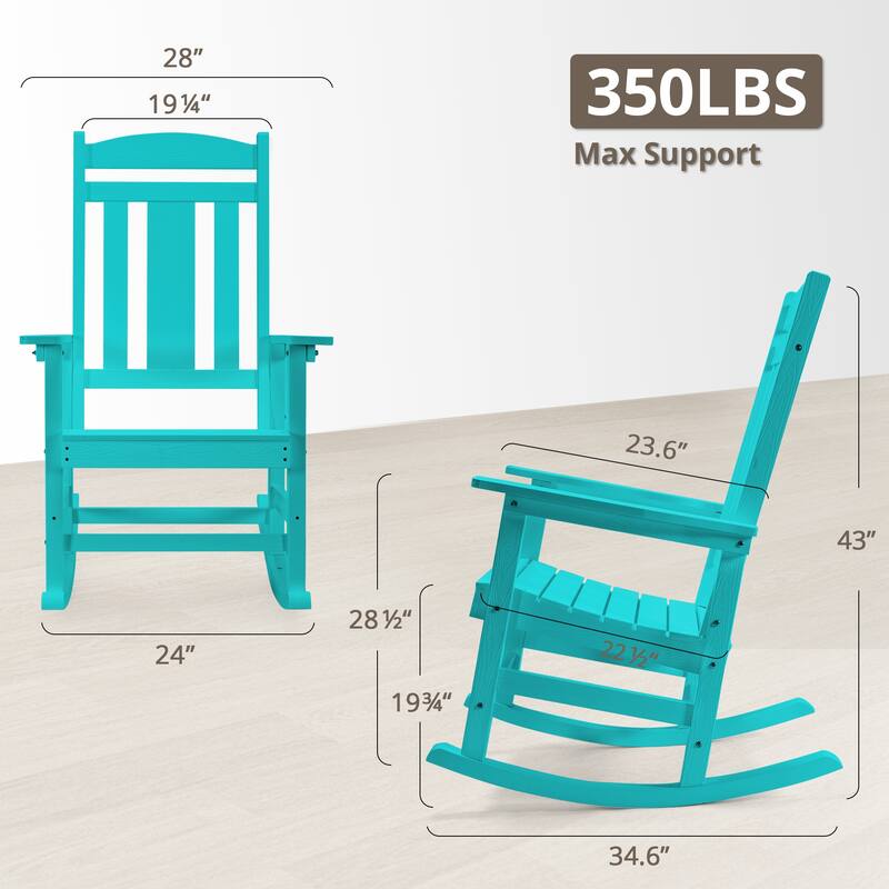 Eco-Friendly Plastic Outdoor Adirondack Rocking Chairs For Porch Set of 2
