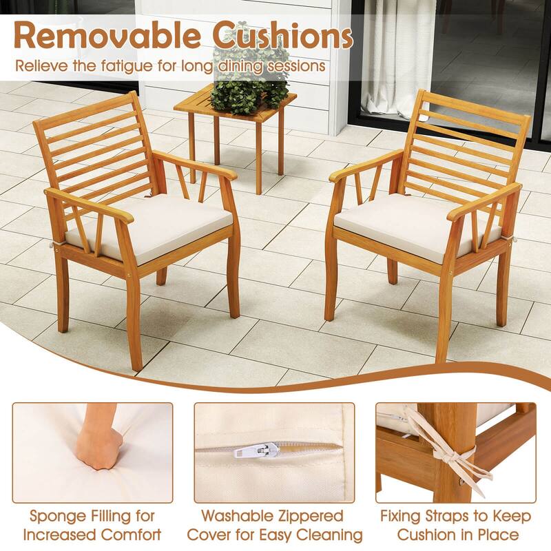 Costway 6 PSC Patio Dining Set Acacia Wood Table and Bench Chairs with - See Details