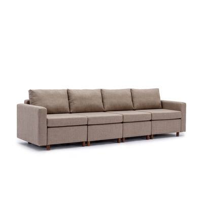 4-Seater Sofa Module Sectional Sofa Couch with Linen Sofa Seat