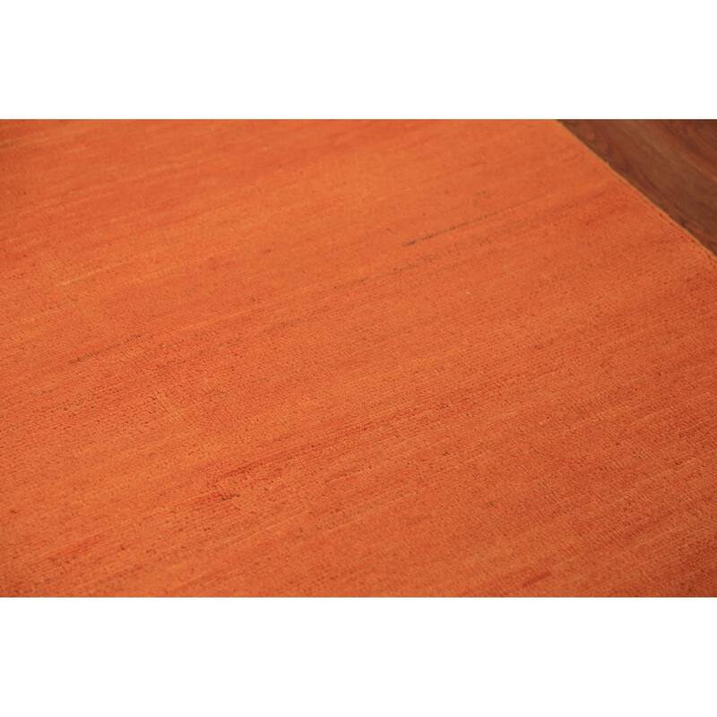 Orange Gabbeh Modern Rug Handmade Oriental Solid Wool Carpet - 3'10" x 5'9"
