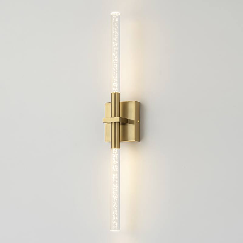 1-Light Modern Linear Black/Gold Integrated LED 3000K Warm Light Bathroom Vanity Light Bar - 4.3 in. W x 27.5 in. H x 3.7 in. D