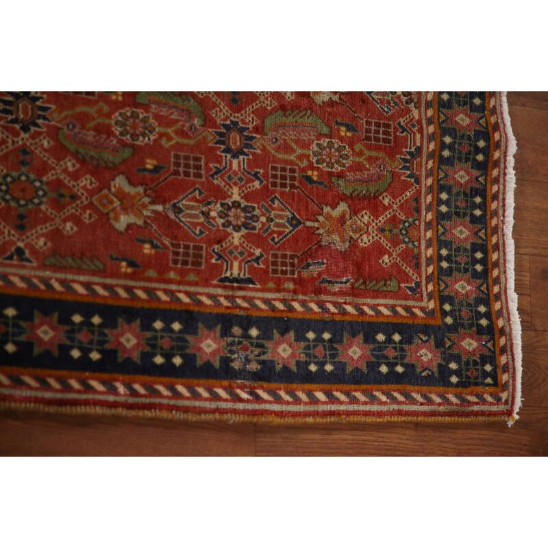 Shiraz Kashkoli Persian Vintage Runner Rug Handmade Wool Carpet - 3'3"x 9'9"