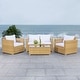 preview thumbnail 36 of 52, SAFAVIEH Outdoor Patio Furniture Machie 4-Piece Conversation Set