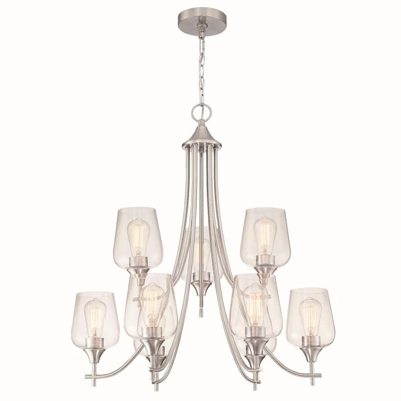9-Light Shaded Tiered Chandelier