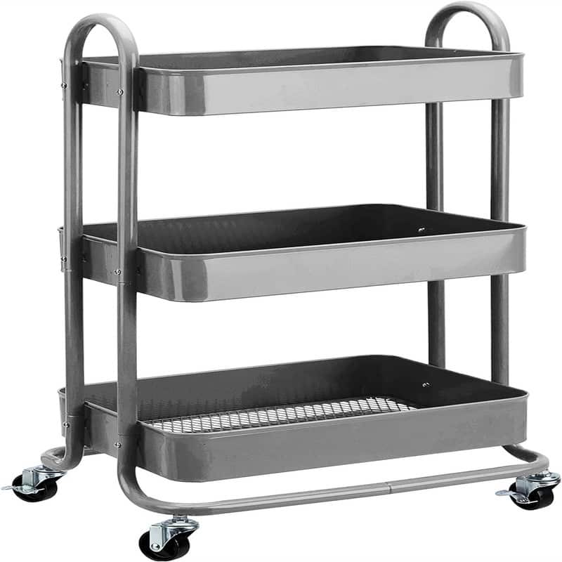 3 Tier Rolling Utility or Kitchen Cart white - 13.35"D x 17"W x 31"H