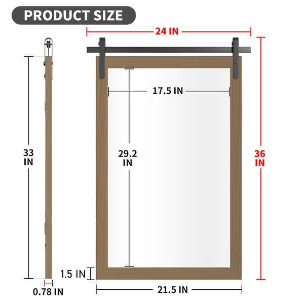 dimension image slide 0 of 20, Farmhouse Barn Door Bathroom Vanity Wall Mirror with Solid Wood Frame