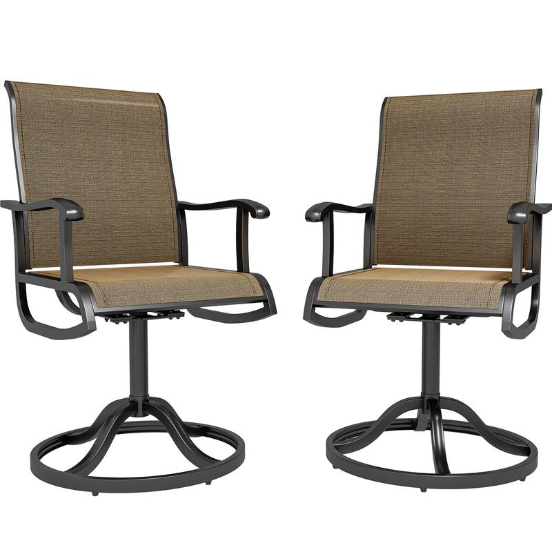 Outdoor Metal Swivel Bar Chairs Dining Chair Set of 2 - 23in - Brown
