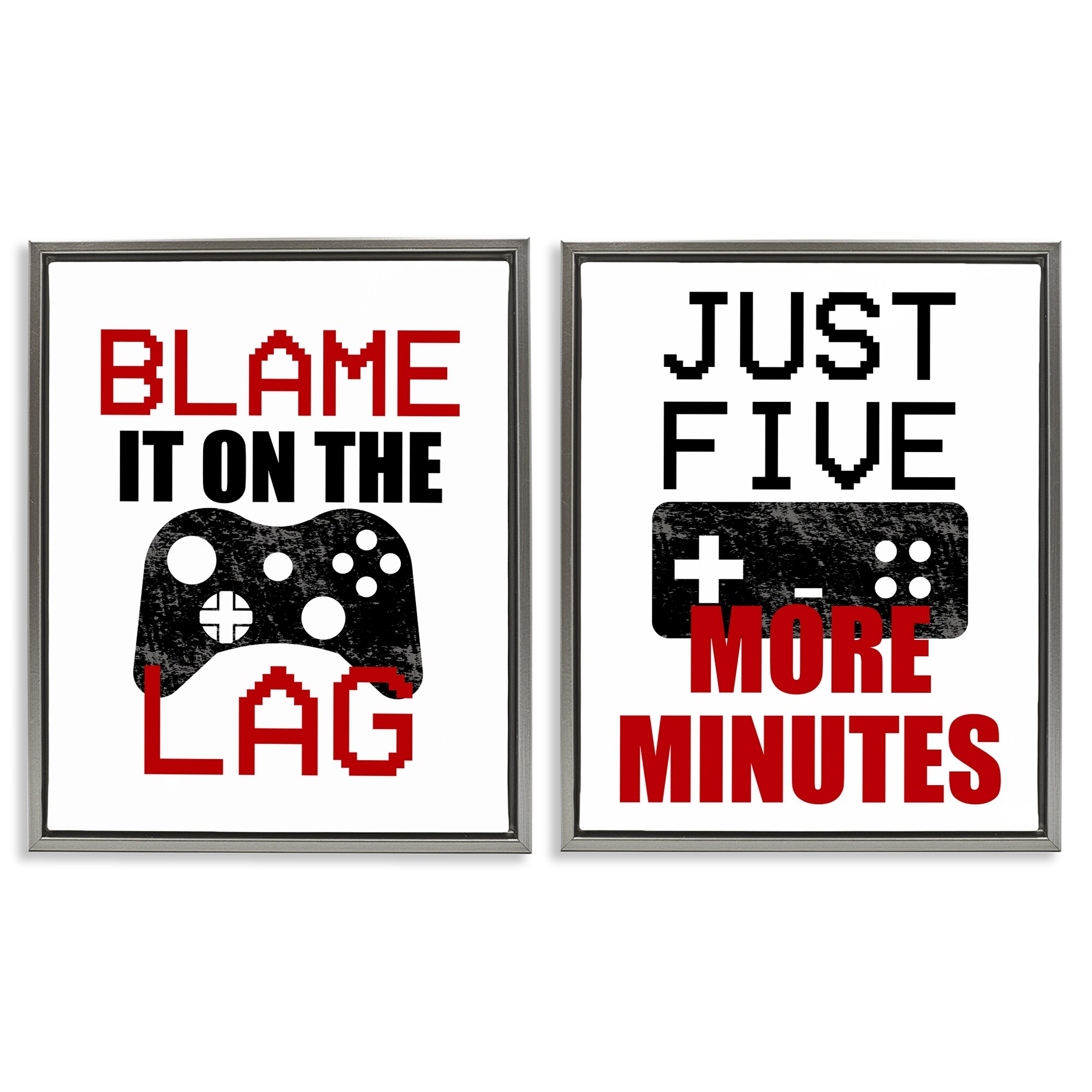 Stupell Funny Gamer Phrases Framed Floater Canvas Wall Art Design By Kim Allen (Set of 2)