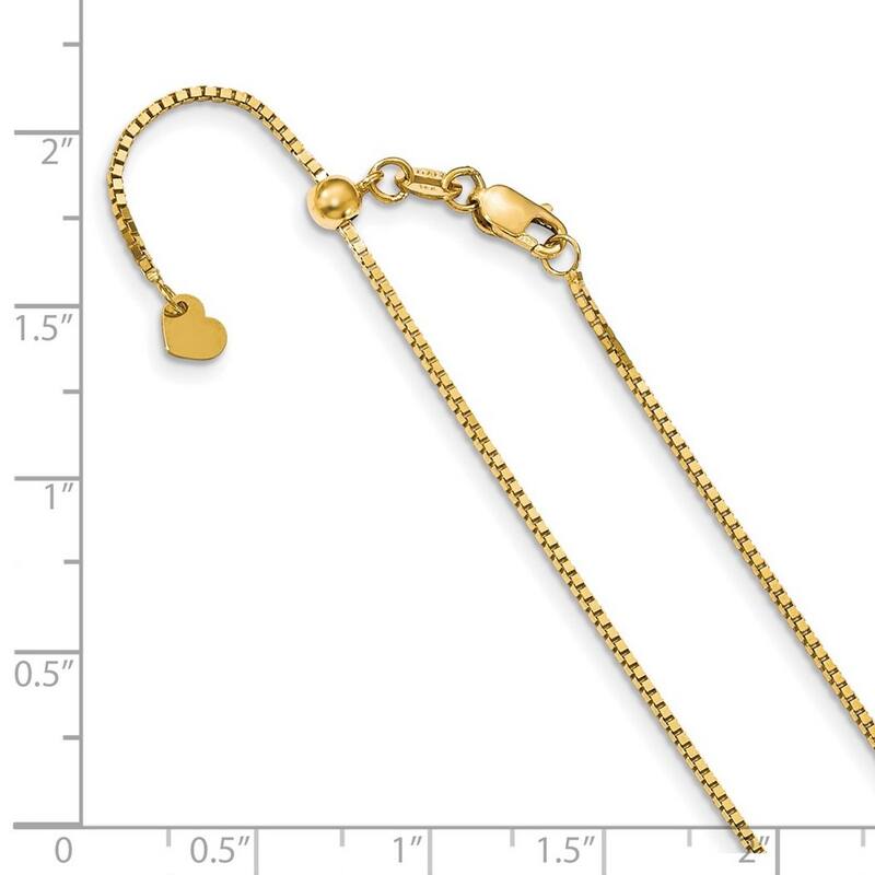 Curata 14k Yellow Gold 11" Adjustable Italian 1.0mm Box Chain Anklet Ankle Bracelet