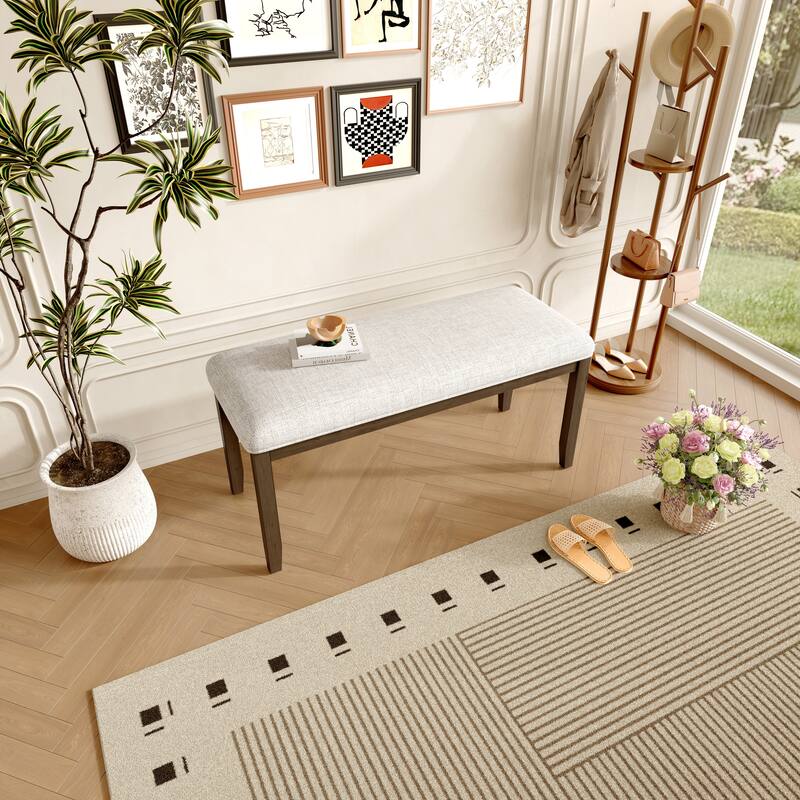 Upholstered Bench for Bedroom End of Bed, 38" Entryway Bench for Living Room, Dining Bench with Padded Seat and Solid Wood Leg