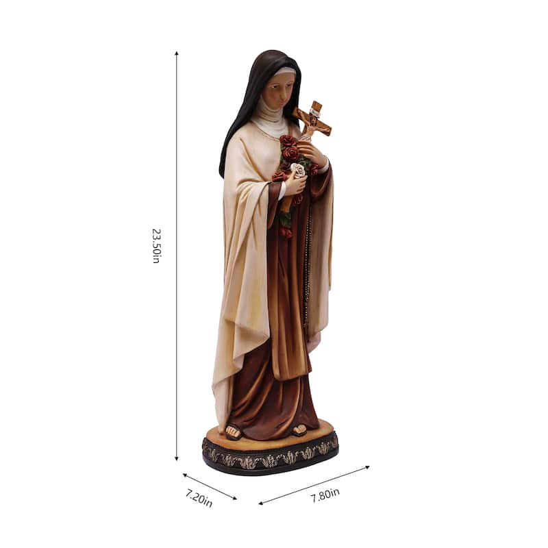 Saint Teresa of Avila with Crucifix Outdoor Garden Statue - 23.75"