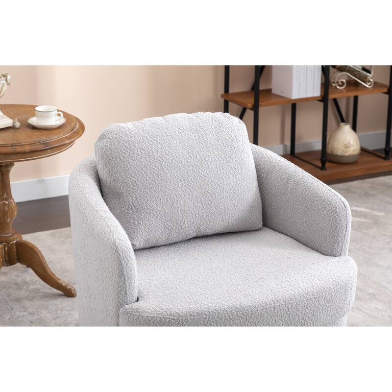 Light Gray 30.3" Swivel Accent Chair with Wood Base