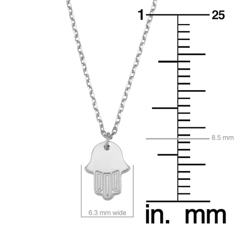 14K White Gold Hamsa Pendant Cable Chain Necklace (adjustable to 16 or 17 inches)