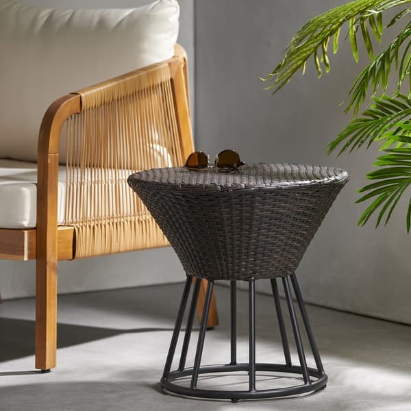 Crete Outdoor Wicker Side Table by Christopher Knight Home On Sale