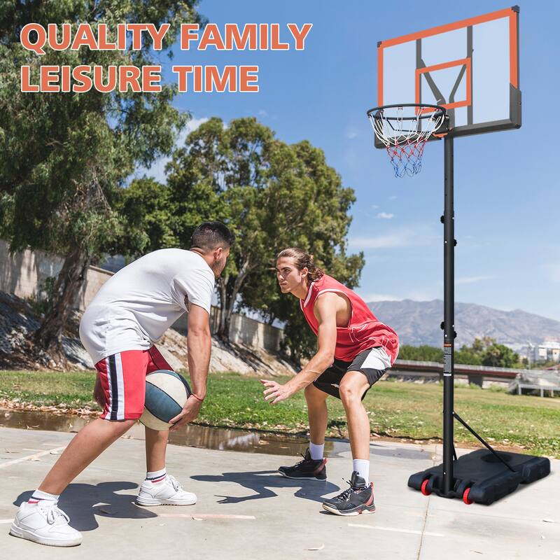 Basketball Hoop 5.73-10FT Adjustable Portable 44in Backboard with Wheels Indoor Outdoor
