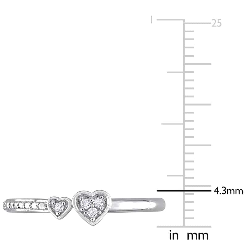 Miadora Diamond Accent Double Heart Promise Ring in Sterling Silver