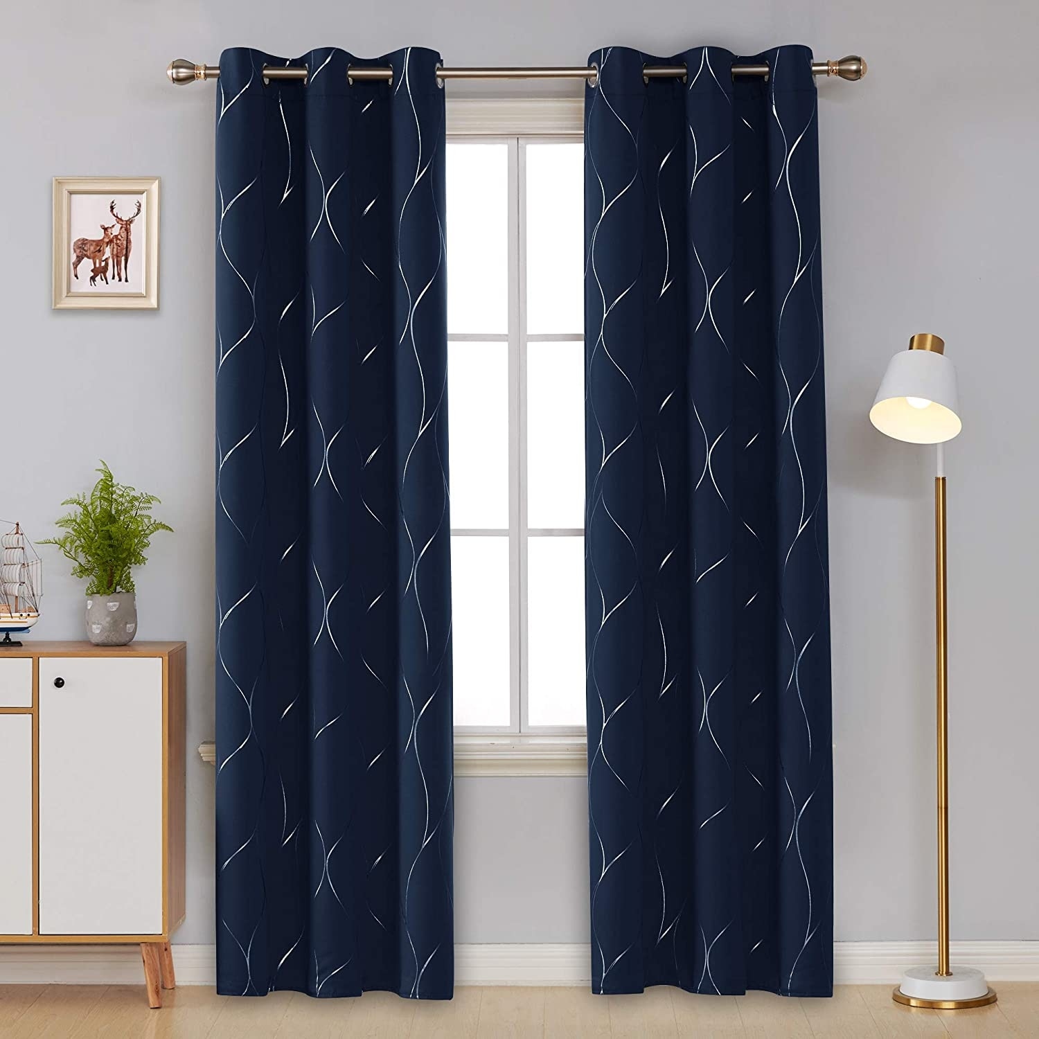 Deconovo Silver Line 42 Width Curtain Panel Pair (2 Panel)