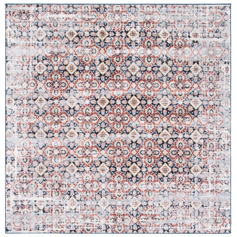 SAFAVIEH Lagoon Nejla Distressed Rug - 6'7" Square - Brown/Navy