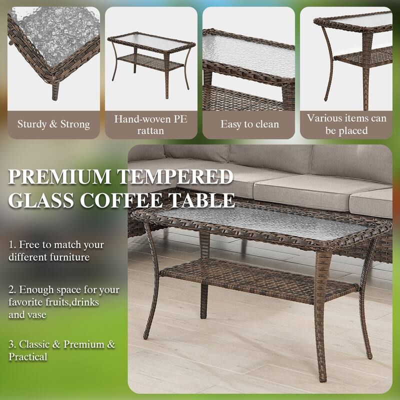 Outdoor Sectional Furniture Sofa Set with Coffee Table