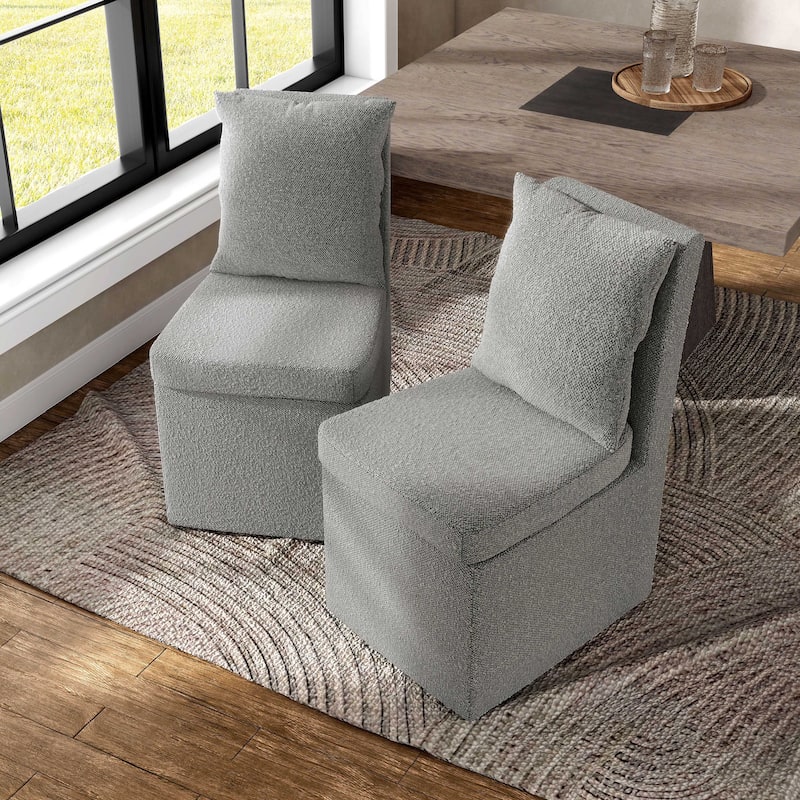 Furniture of America Salantes Modern Boucle Chenille Side Chair with Casters