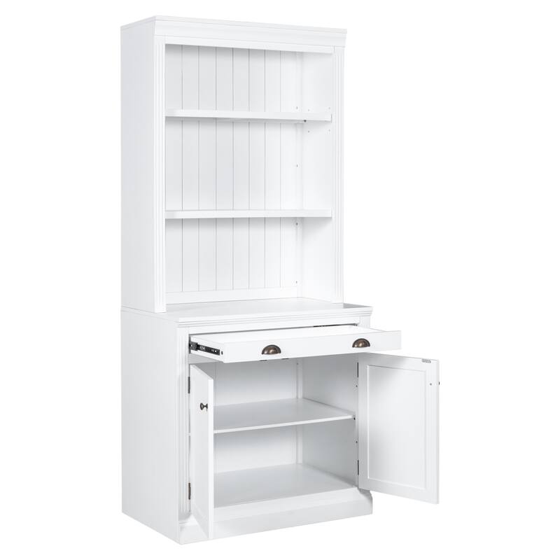 Tall Bookshelf Suite,Modern Bookcase Suite 1-Piece Set Storage Bookcase 1 Drawer and Open Shelves,for Home Office,White