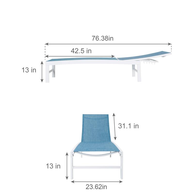 VredHom Outdoor Furniture Patio Chaise Lounge with Side Table - 76.38 " L x 23.62 " W x 13" H