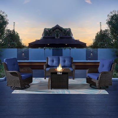 Gymojoy Loveseat Sofa Swivel Chairs with Fire Pit Table