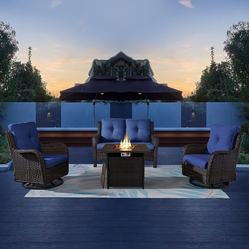 Gymojoy Loveseat Sofa Swivel Chairs with Fire Pit Table