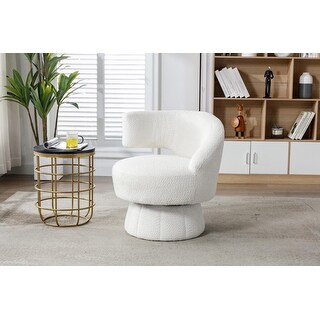 360 Degree Swivel Cuddle Barrel Accent Chairs, Round Armchairs with Wide Upholstered, Fluffy Fabric Chair for Living Room, Bedroom, Office, Waiting Rooms