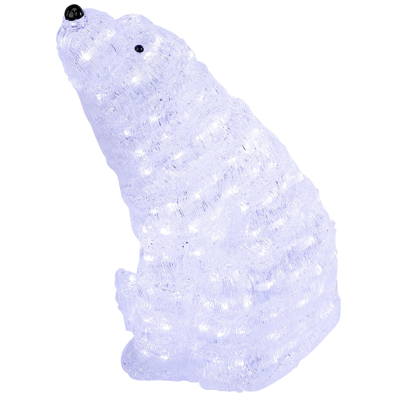 18.5" Lighted Acrylic Polar Bear Christmas Display Decor