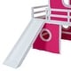 preview thumbnail 14 of 27, Playhouse Twin Size Loft Bed with Slide Pink Tent and Tower