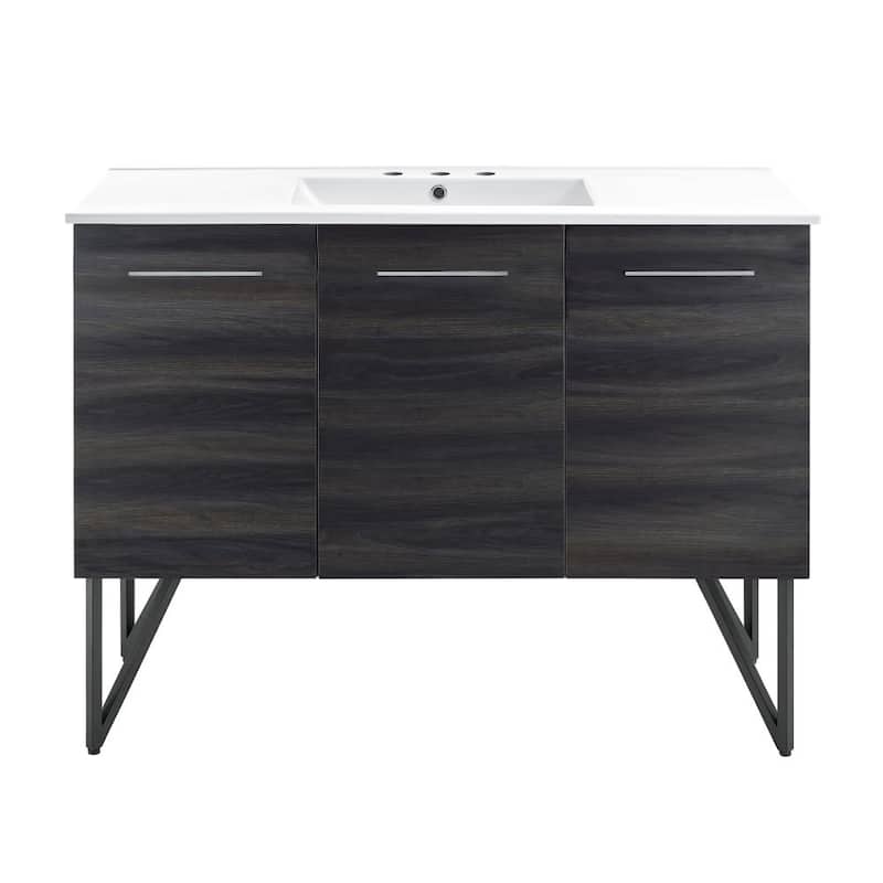 Swiss Madison SM-BV224-3 Annecy 48" Free Standing Single Basin Vanity - Black Walnut / White - Walnut Finish