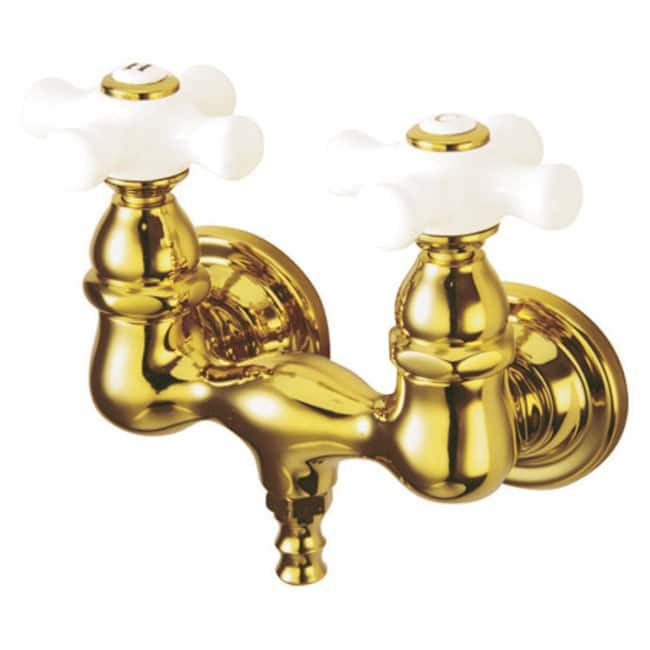 Elements Of Design Double Handle Wall Mounted Clawfoot Tub Filler with - Polished Brass (PVD)