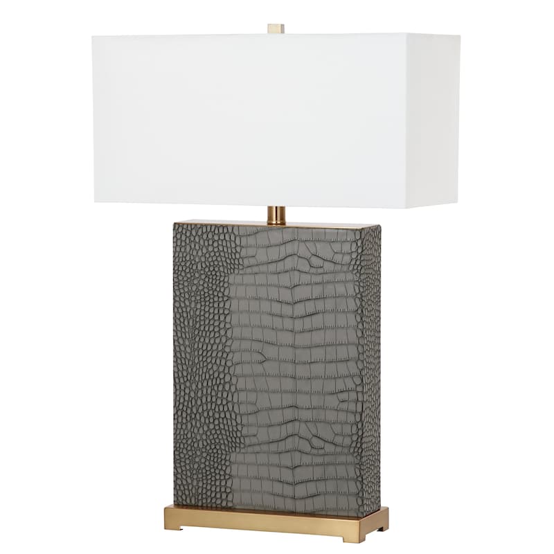 SAFAVIEH Lighting Cristin 28-inch Faux Alligator Grey Table Lamp (Set of 2) - 18"x8 x27.75 - 18Wx8Dx28H
